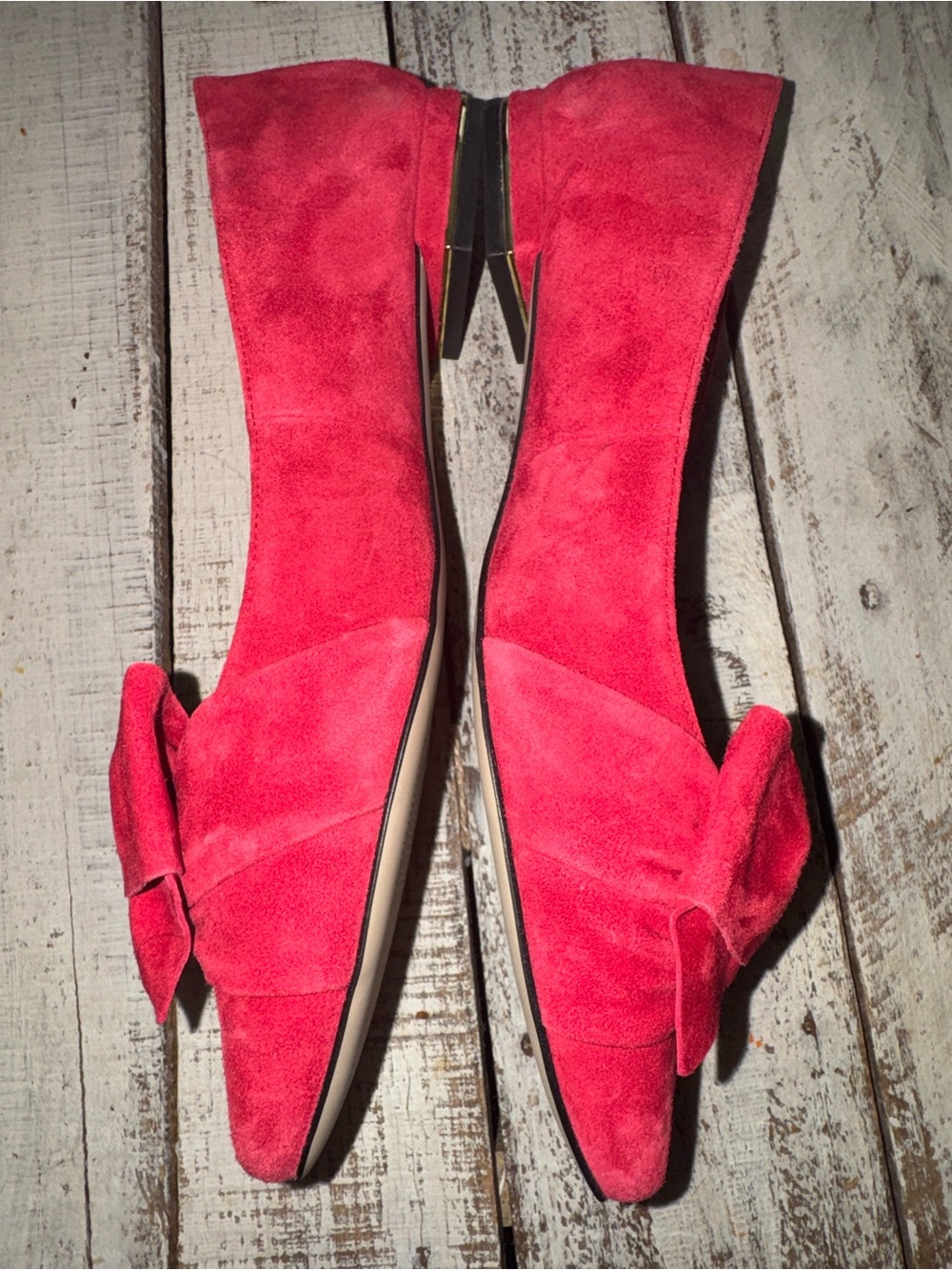 Talbot Wrapped Bow Red Suede Flats New w/out Box - Picture 5 of 11